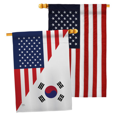 American Korea Friendship - Impressions Decorative American Embroidery 2-Sided 40 x 40 in. Polyester House Flag