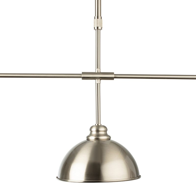 3 - Light Kitchen Island Pendant, Brushed Steel
