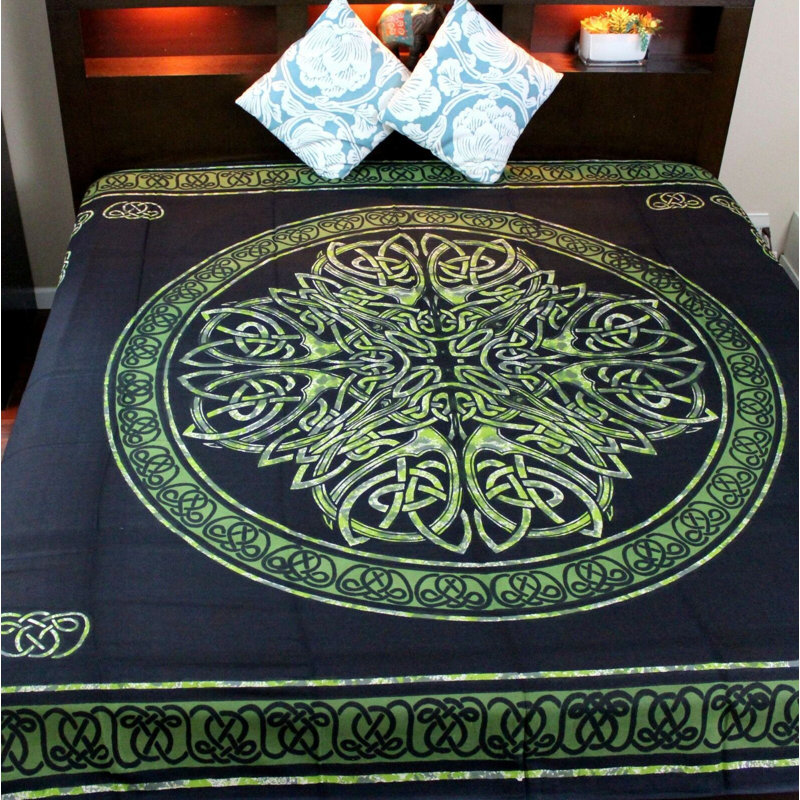 Cotton Tapestry, 110" H x 110" W, Green/Black