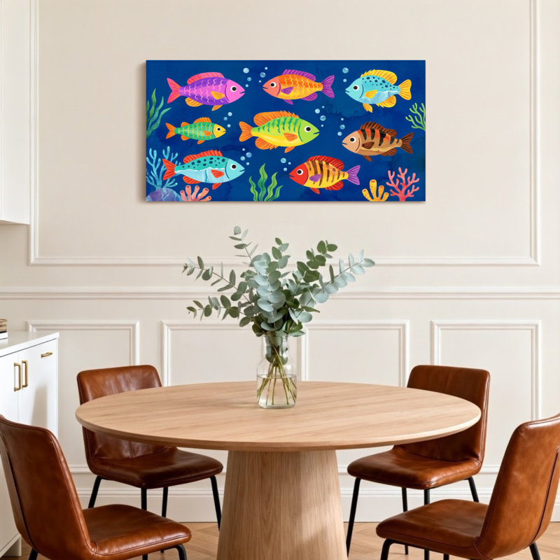Animaux, poissons, corail coloré, scène sous-marine, H 24 po x l 48 po