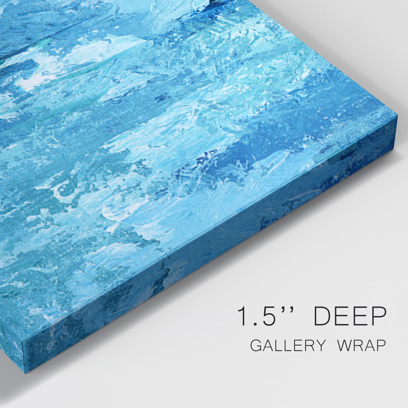 Crashing Waves II - Toile tendue avec châssis de qualité supérieure - prête à être accrochée, H 12 po x l 24 po x P 1 po