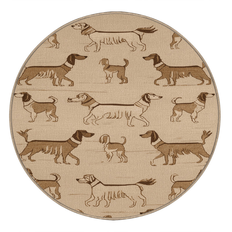 Washable Canaan Dog Dogs Area Rug, Round 6'