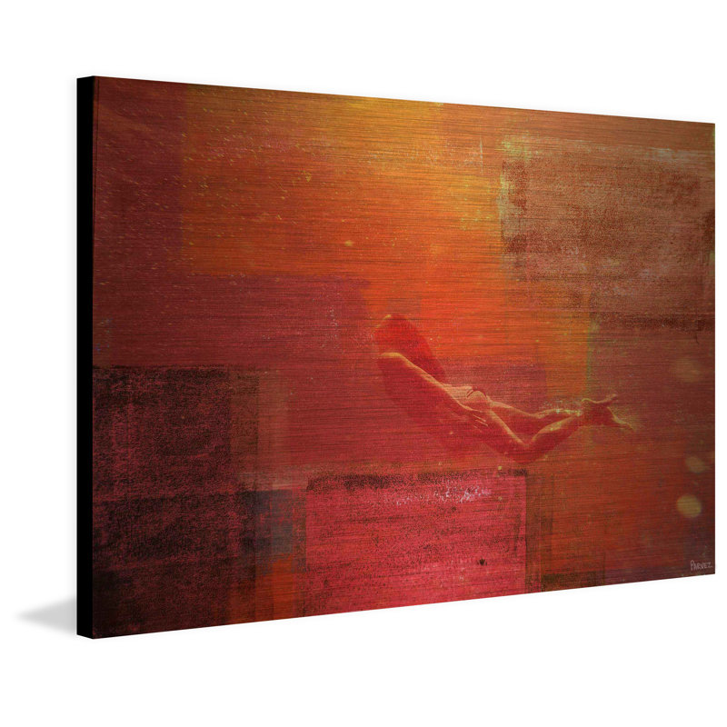 "enveloppant rouge" par parvez taj,, reproduction d’art sur aluminium brossé, H 24 po x l 36 po x P 1,5 po
