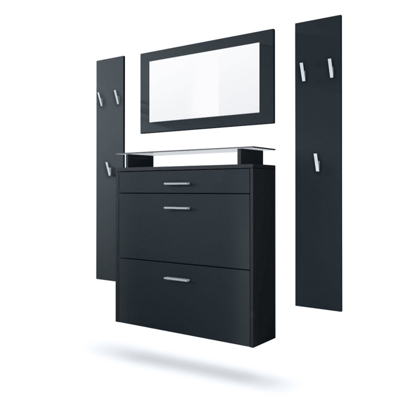 Mccarroll Hall Tree with Shoe Storage, Matt black