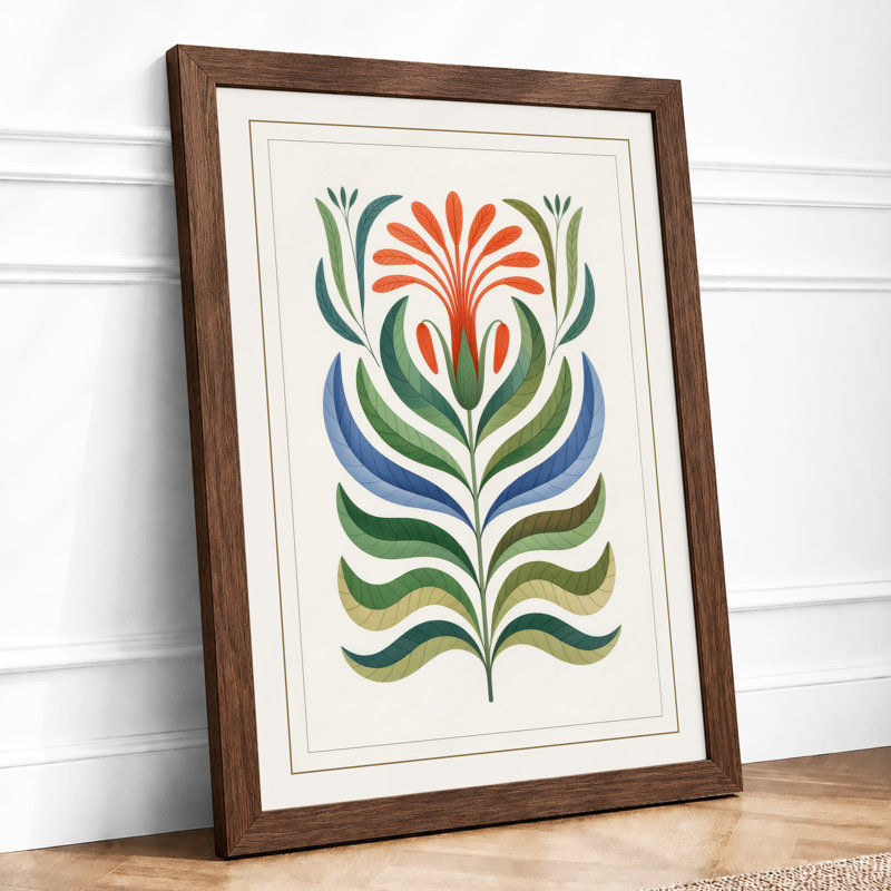 Symmetry in Bloom Botanical - Framed Print, Walnut, A3 - 42.0 x 29.7 cm