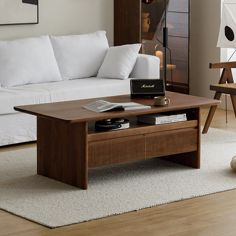 Simple black walnut coffee table, 17.7" H x 55.1" L x 27.6" W