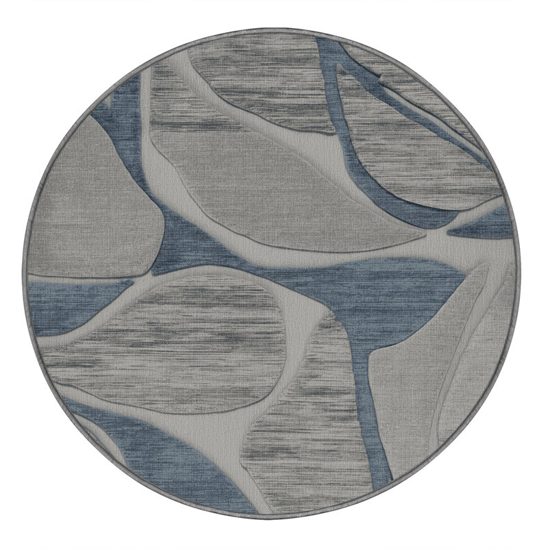 Machine Washable Abstract Brown Area Rug, Round 4'