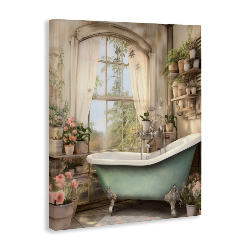 Toile avec tablettes à motif floral, H 20 po x l 16 po