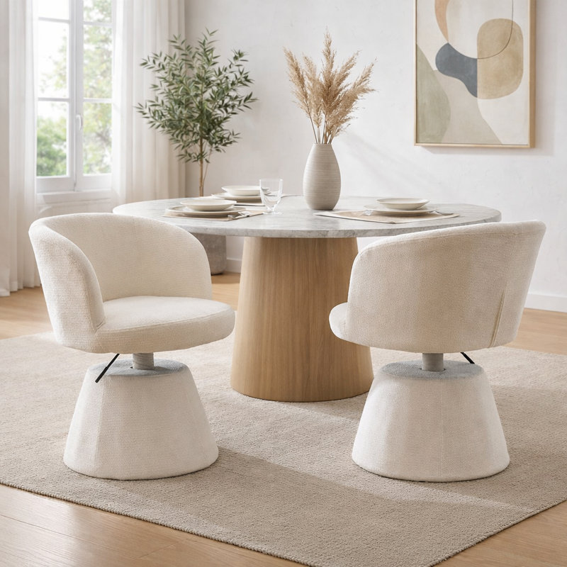 Chaise pivotante réglable en hauteur, Beige