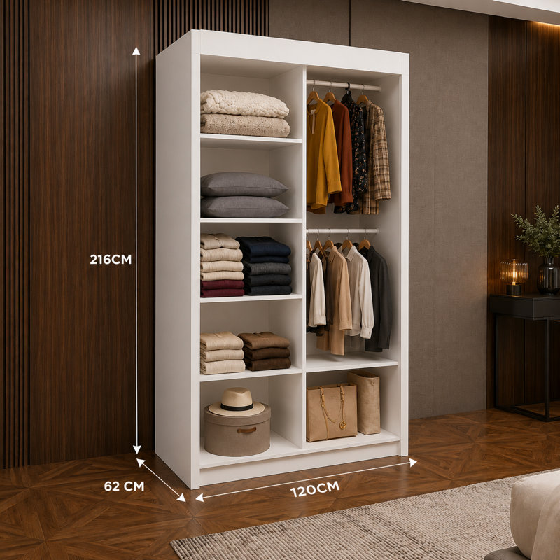 Engineered Wood Wardrobe, 120cm, Black