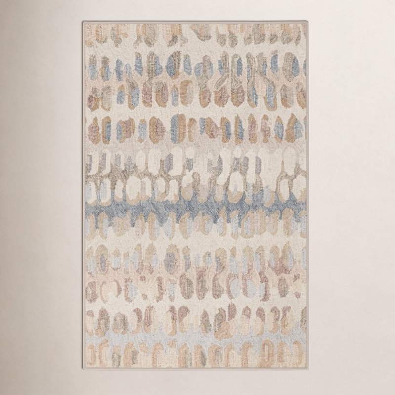 Paint Chip Natural Machine Printed Washable Rug, Rectangle 2' x 3'