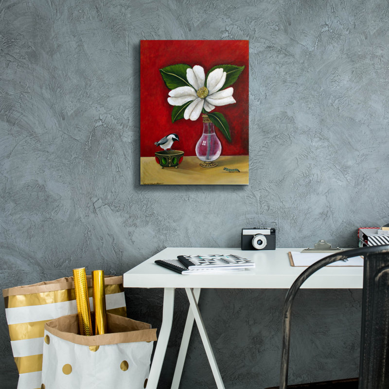 "Mésange" par Catherine A Nolin, H 16 po x l 12 po x P 0,75 po