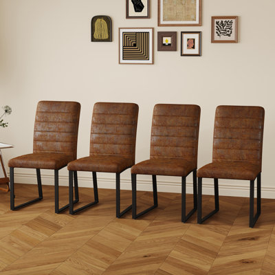 4-Pack - Heavy-duty chairs set: 2.1" thick cushion, iron frame, perfect for home or office. Classic colors, great value