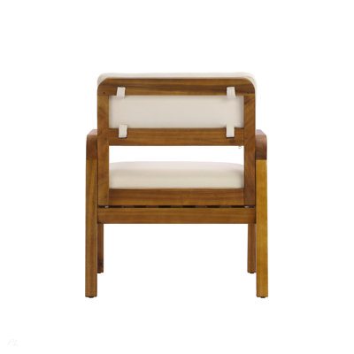 Fauteuil d'extérieur en bois d'acacia avec coussins résistants aux intempéries, chaise longue de patio avec coussins à fermeture velcro pour porche, terrasse, bord de piscine (ensemble de 2)