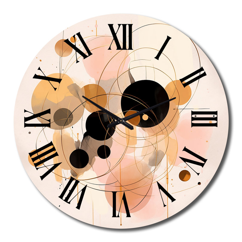 Rêve de cœur en or rose rétro IV - horloge murale moderne géométrique, Très grand