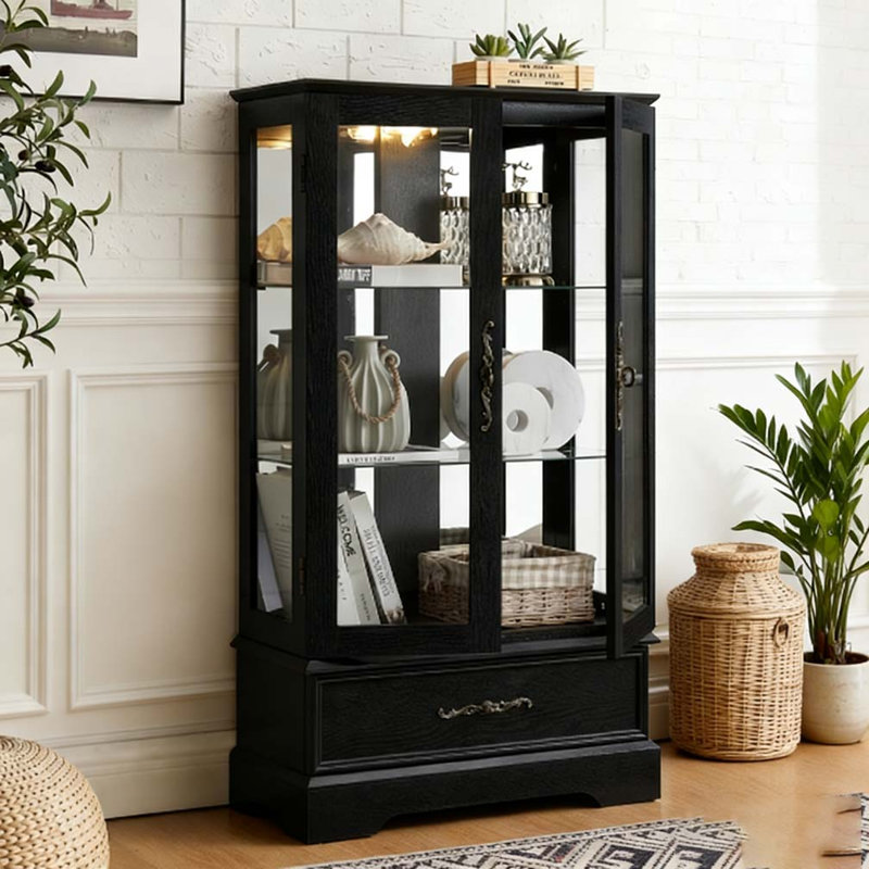 Vitrine lumineuse en verre avec tablettes réglables