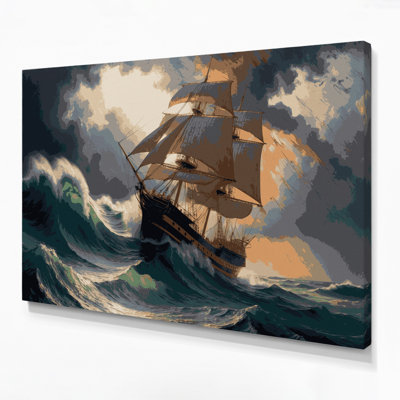 Nautical Traditional Maritime Black Canvas Wall Art