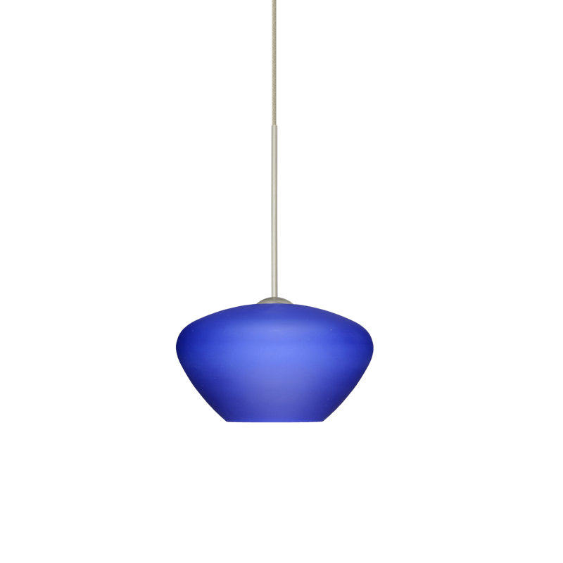 Luminaire suspendu géométrique à 1 lumière Srinivas, Halogène, Nickel satiné, Bleu mat