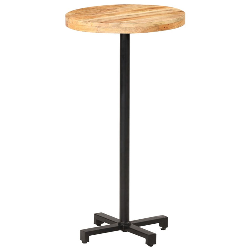 Table bistro ronde en bois massif récupéré, P 23,62 po x L 23,62 po, Chêne