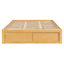 Structure de lit plateforme grand format avec 4 tiroirs de rangement et un casier de rangement au pied de lit, sans tête de lit, design moderne et peu encombrant - naturel-1329268561