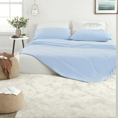 Ensemble d'édredon rafraîchissant toutes saisons bleu glacier, 108 x 90 pouces, luxueusement doux