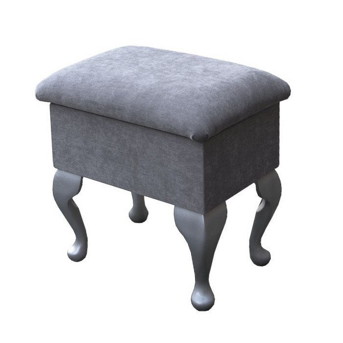 Upholstered Storage Bench, Silver