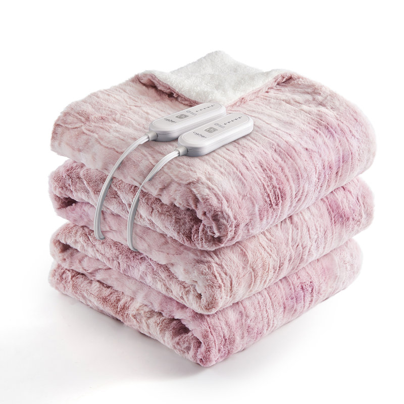Heated Throw Blanket, 254cm L x 228.6cm W, Pink