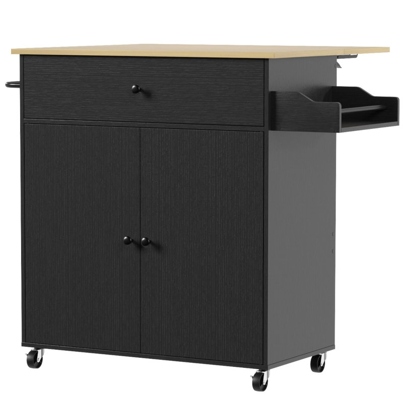 106 cm W Kitchen Island, Black