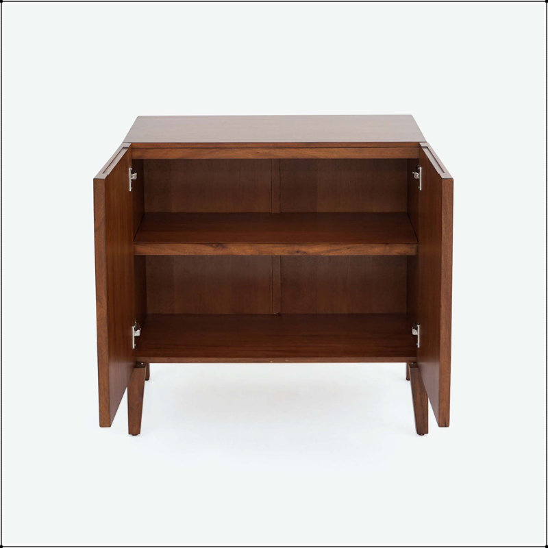 Contemporary Walnut Cabinet with 2 Doors and Adjustable Shelf