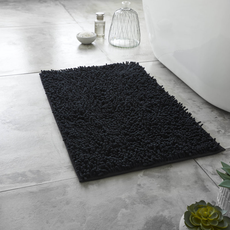 2 Piece Set Rectangle/U-shaped Bath Mat, Black