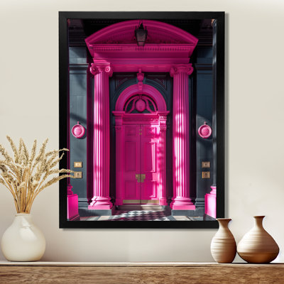 Porte de banque rose et noire - salon d'art mural Banks