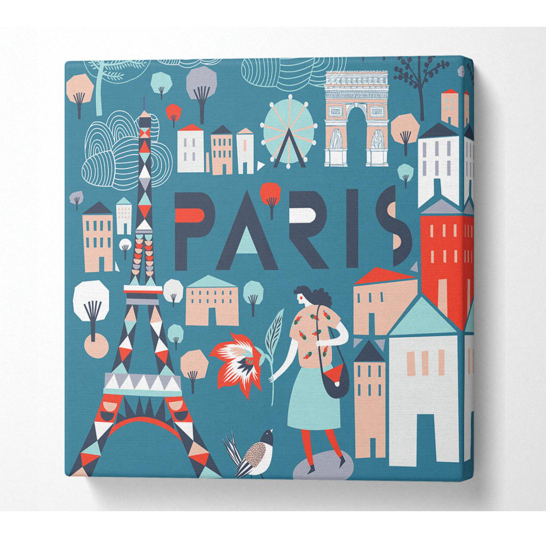 Die kleine Karte von Paris - Kunstdrucke auf Leinwand - Wrapped Canvas