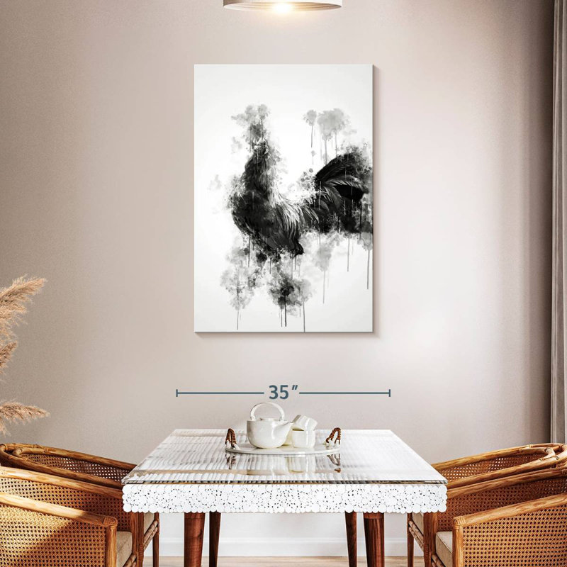 Coq Brampt noir et blanc, H 45 po x l 30 po