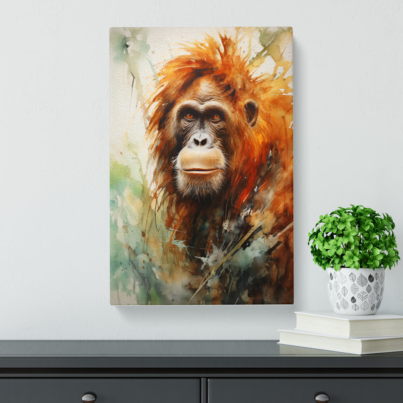 Orangutan Expressionism - No Frame Print, 50cm H x 35cm W x 3cm D