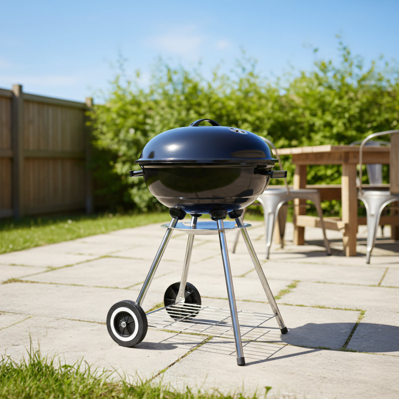 Enameled Spherical Charcoal Grill, Made Of High-quality Galvanized Steel, Rust-proof And Corrosion-resistant, Finely Crafted, Durable, An Essential Outdoor Barbecue Appliance, Black.