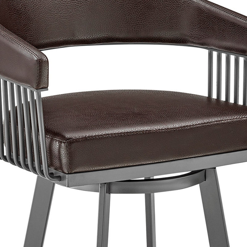 Tabouret de bar pivotant en similicuir Mod, Siège chocolat / cadre brun, Tabouret de bar (siège d'une hauteur de 29 po)