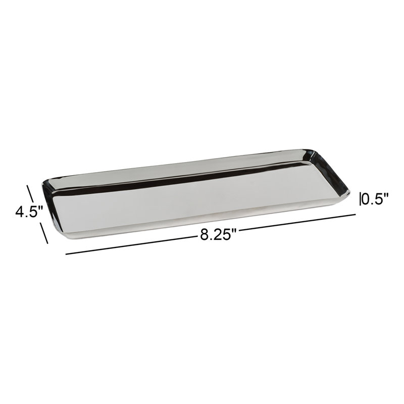 Plateau en acier poli polyvalent Wanita, Argent, H 0,5 po x l 4,5 po x P 8,25 po
