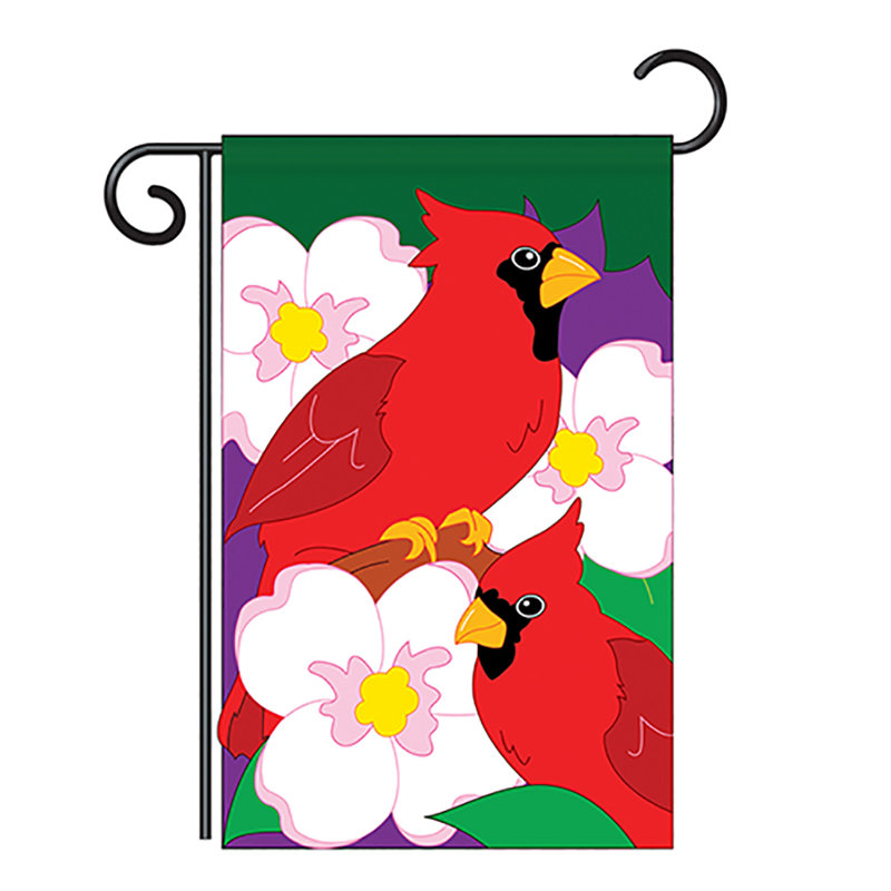 Lit simple à 2 côtés en polyester 19 po de haut cardinals drapeau de jardin