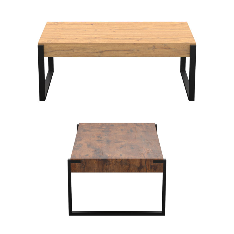Norris Sled Coffee Table, Rustic Dark Wood
