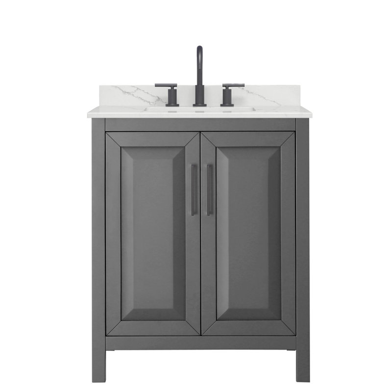 Daria 30'' W Vanity, Matte Black, Gray, Giotto Quartz