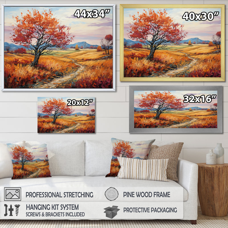 Vangogh Autumn Path I, encadré sur toile par Vincent Van Gogh, peinture, Toile tendue, 24" H x 32" W