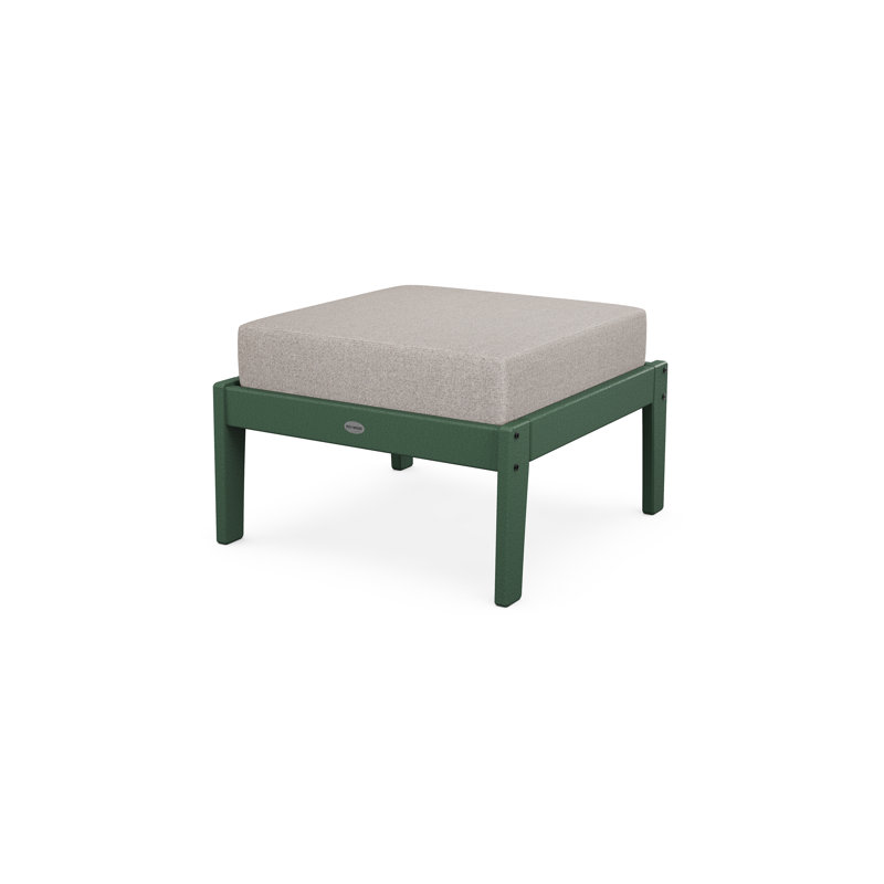 Deep Seating Ottoman, Green Frame/Weathered Tweed Cushion