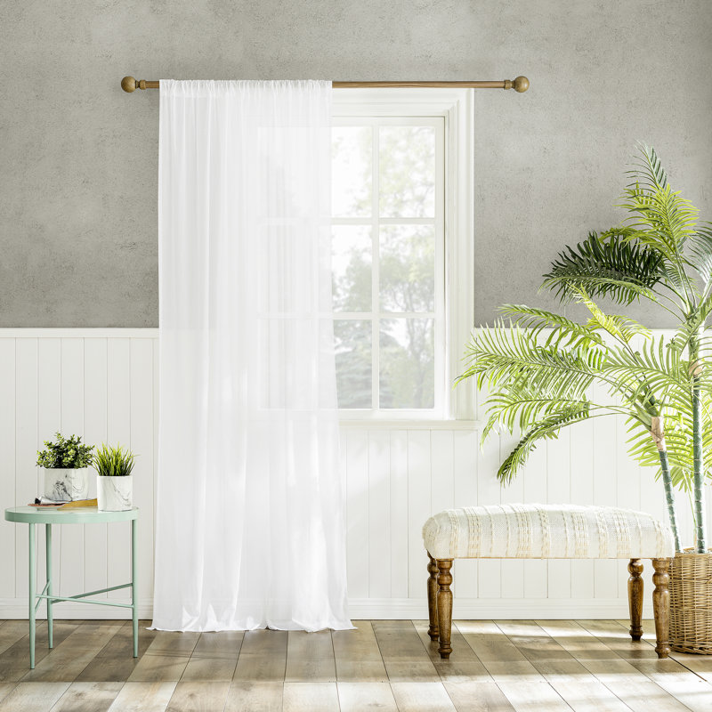 100% Cotton Sheer Rod Pocket Curtain Panel - Basics by Wayfair™, 50" W x 63" L, White