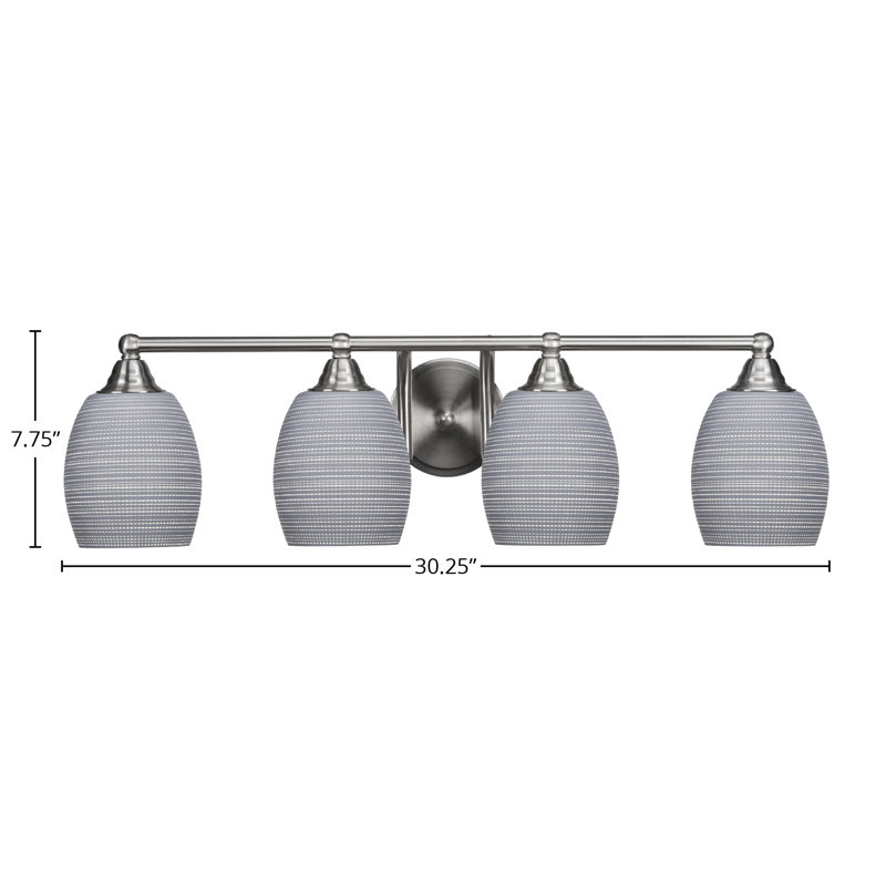 Barre d'éclairage de salle de bain 4 lumières Michell, Nickel brossé