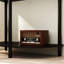 Unique Half Moon Rattan End Table And Console With Sliding Door, Storage Cabinet, And Shelf, Black | Gift Idea-22779020