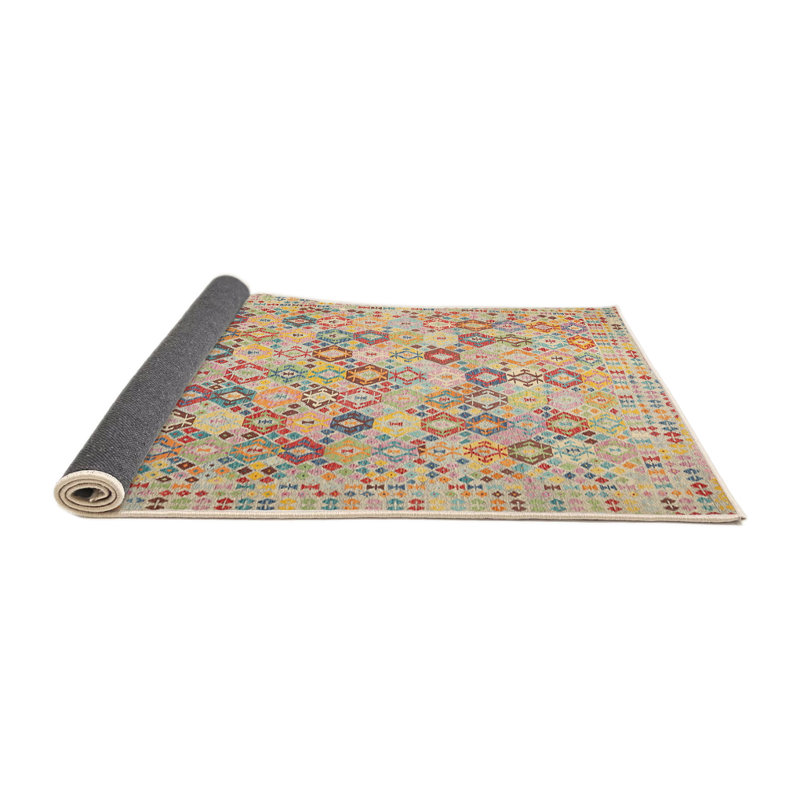 Tapis géométrique jaune / orange / rouge, Rectangle 8 pi x 10 pi