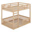 Lit superposé double au-dessus d'un lit double avec échelle et garde-corps, cadre de lit superposé en bois massif pour garçons, aucun sommier nécessaire-2028707051