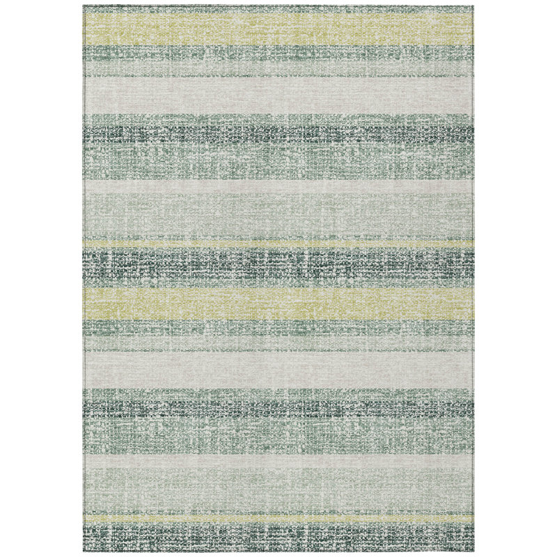 Machine Washable Indoor/Outdoor Xhevrie Seafoam Rug, Rectangle 9' x 12'