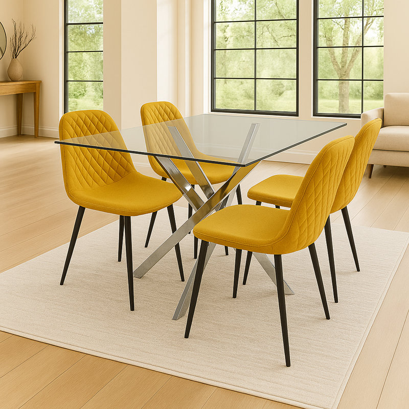 4 - Person Dining Set, Mustard/Black