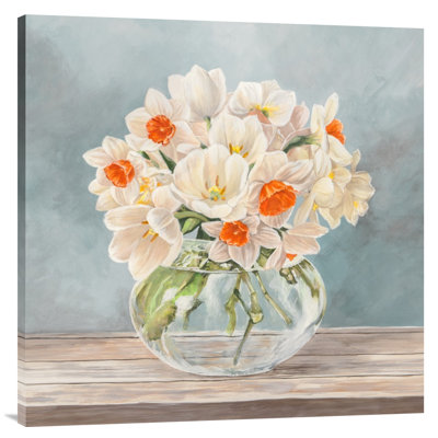 Fleurs et vases aigue-marine II - impression sur toile tendue